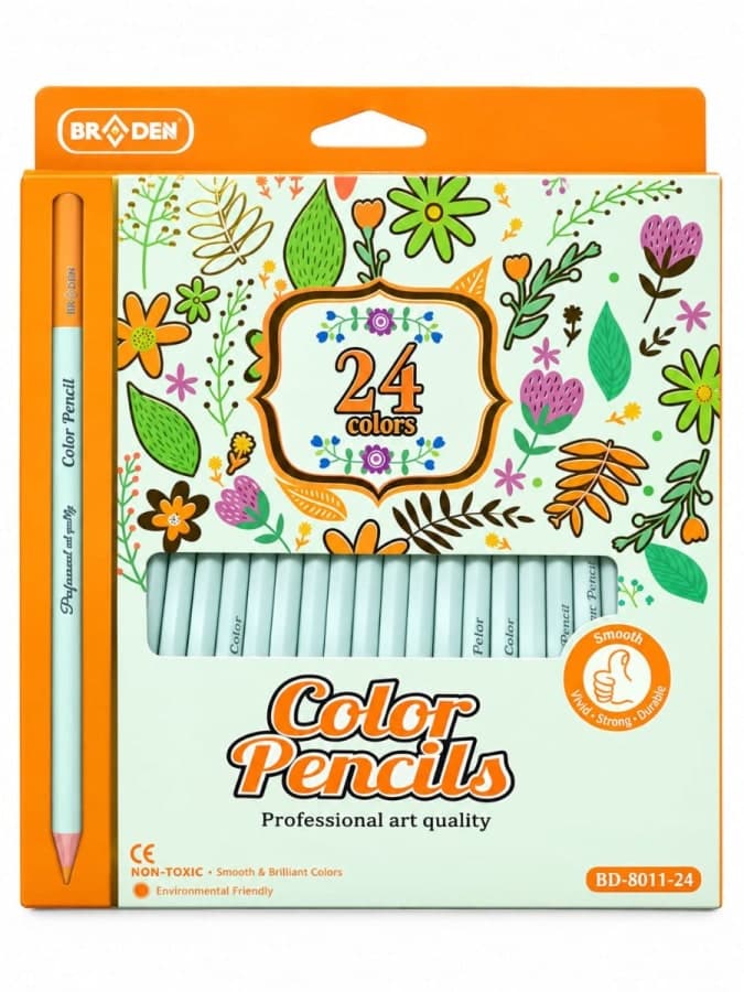set de 24 lápices de colores profesionales Braden (Modelo BD-8011-24)